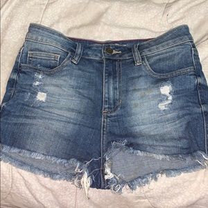 Light wash jean shorts